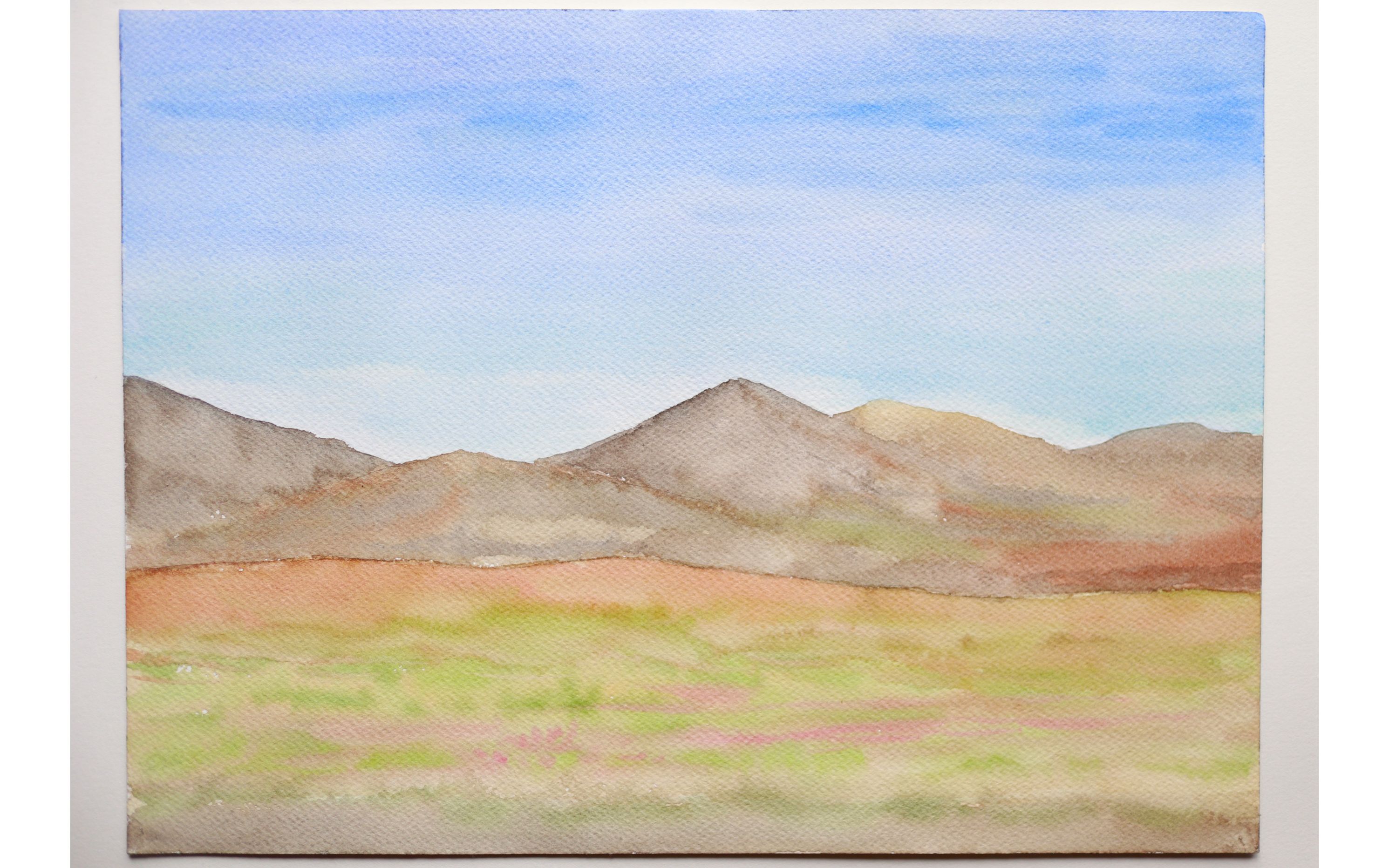 【水彩教程】 早春季节的远山 简单水彩画新手教程_哔哩哔哩 (゜-゜)