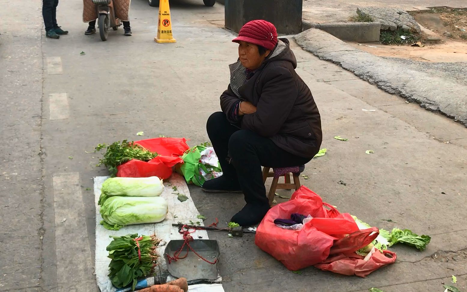 农村71岁大娘大冷天摆摊卖菜,一天出摊3小时能卖多少钱?相信吗