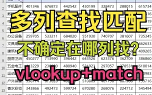 Download Video: 从多列中查找匹配返回vlookup搭配match不再受限于指定某列列号