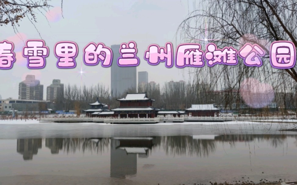 [图]手机随拍春雪里的兰州雁滩公园，静悄悄的，像一副水墨画