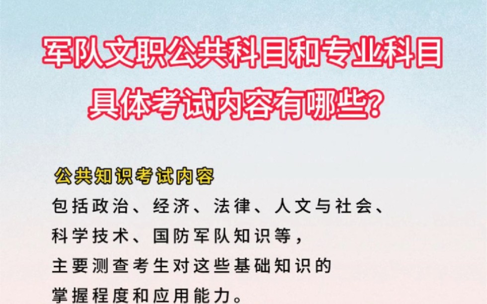 军队文职公共科目和专业科目具体考试内容有哪些?#军队文职#备考#军队文职考试科目哔哩哔哩bilibili