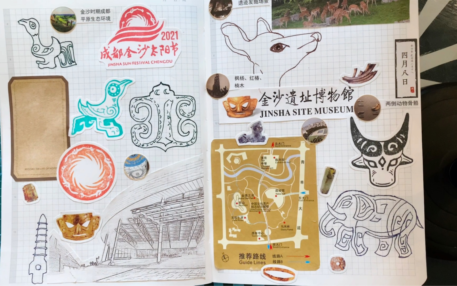 金沙遗址博物馆的手帐拼贴