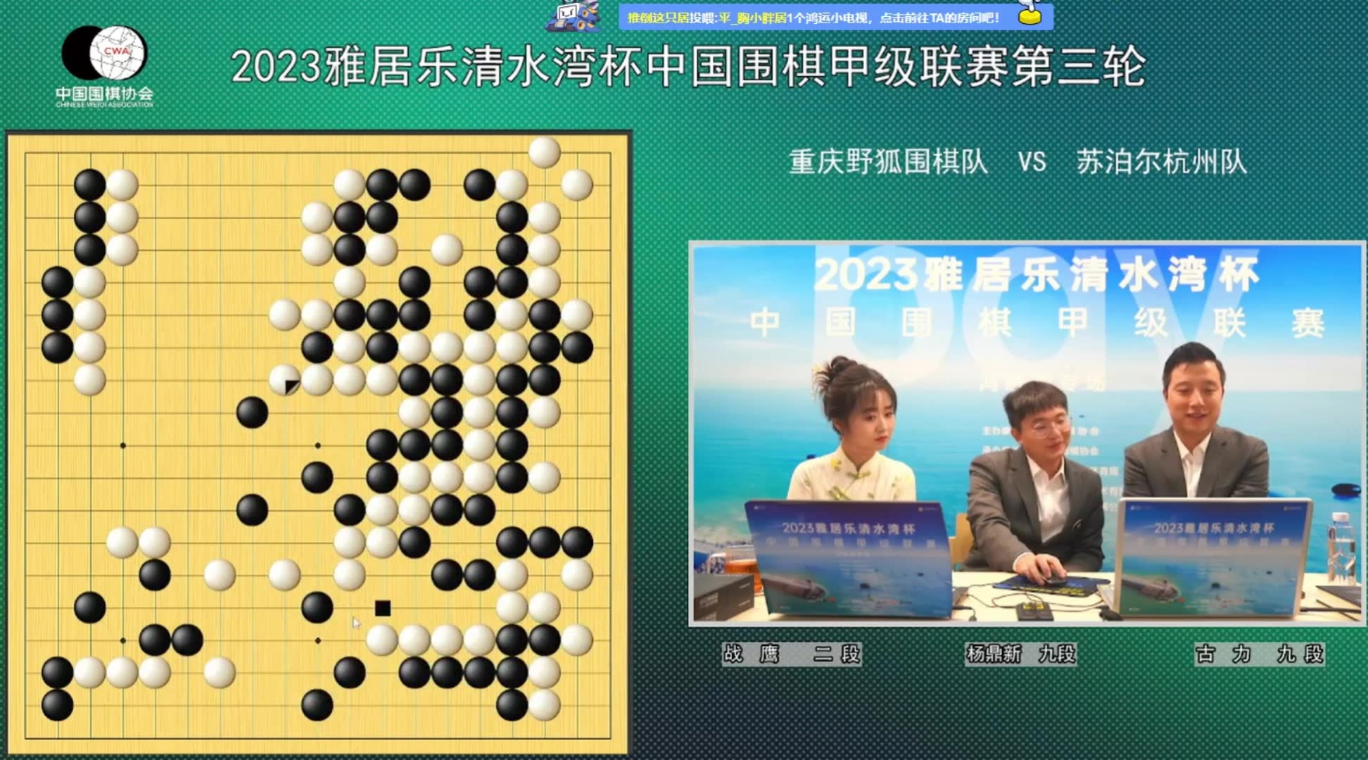 【围棋】古力赛后采访杨鼎新和申真谞,翻译马——战鹰上线!(2023围甲第三轮)桌游棋牌热门视频