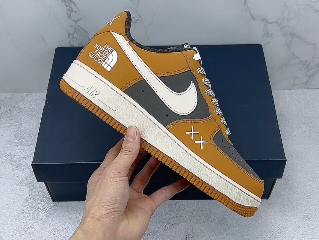 实拍视频空军 北面联名 nike air force 1 low 07 原楦头原纸板 打造