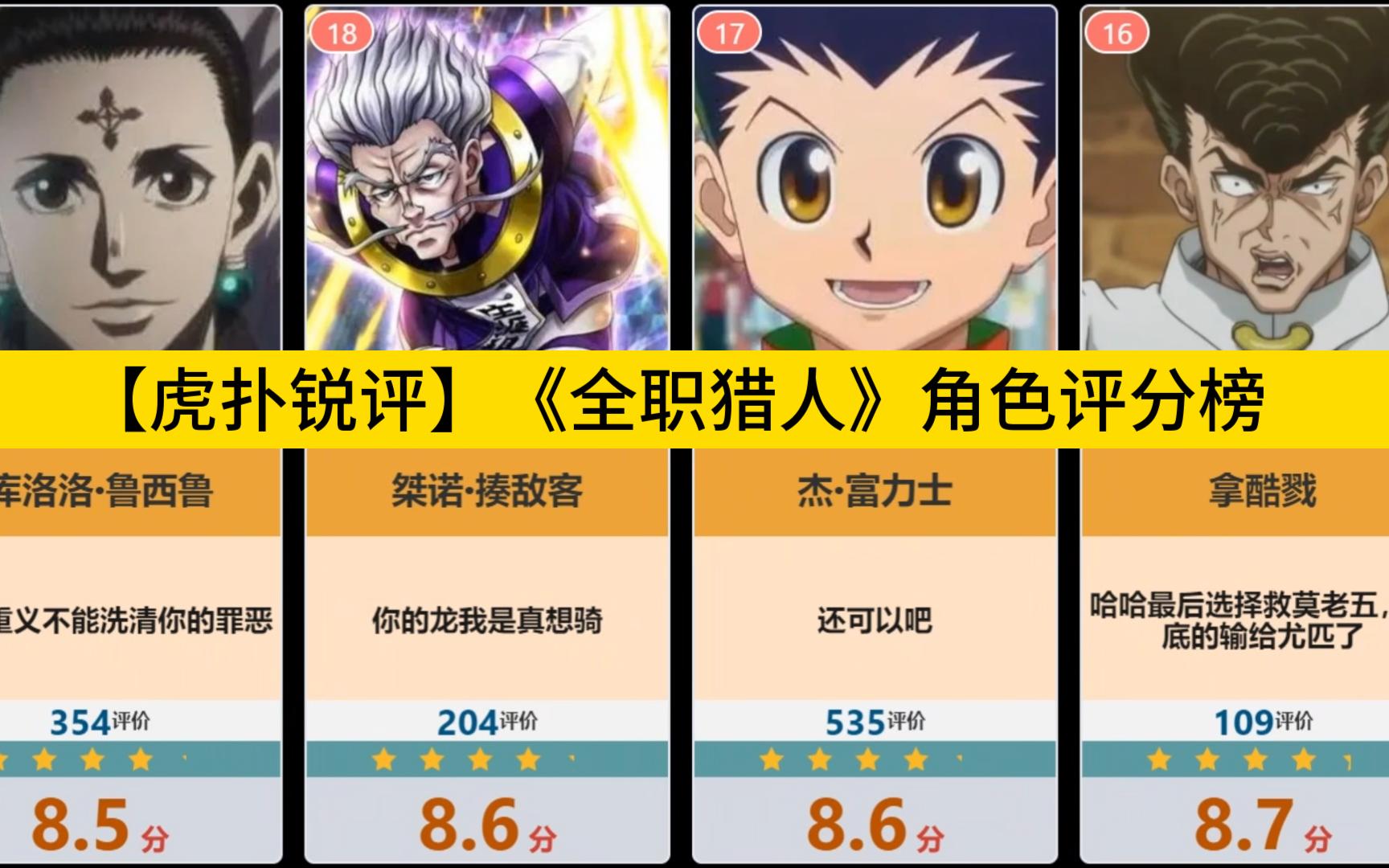 【虎扑锐评】《全职猎人》角色评分榜,奇犽遥遥领先!