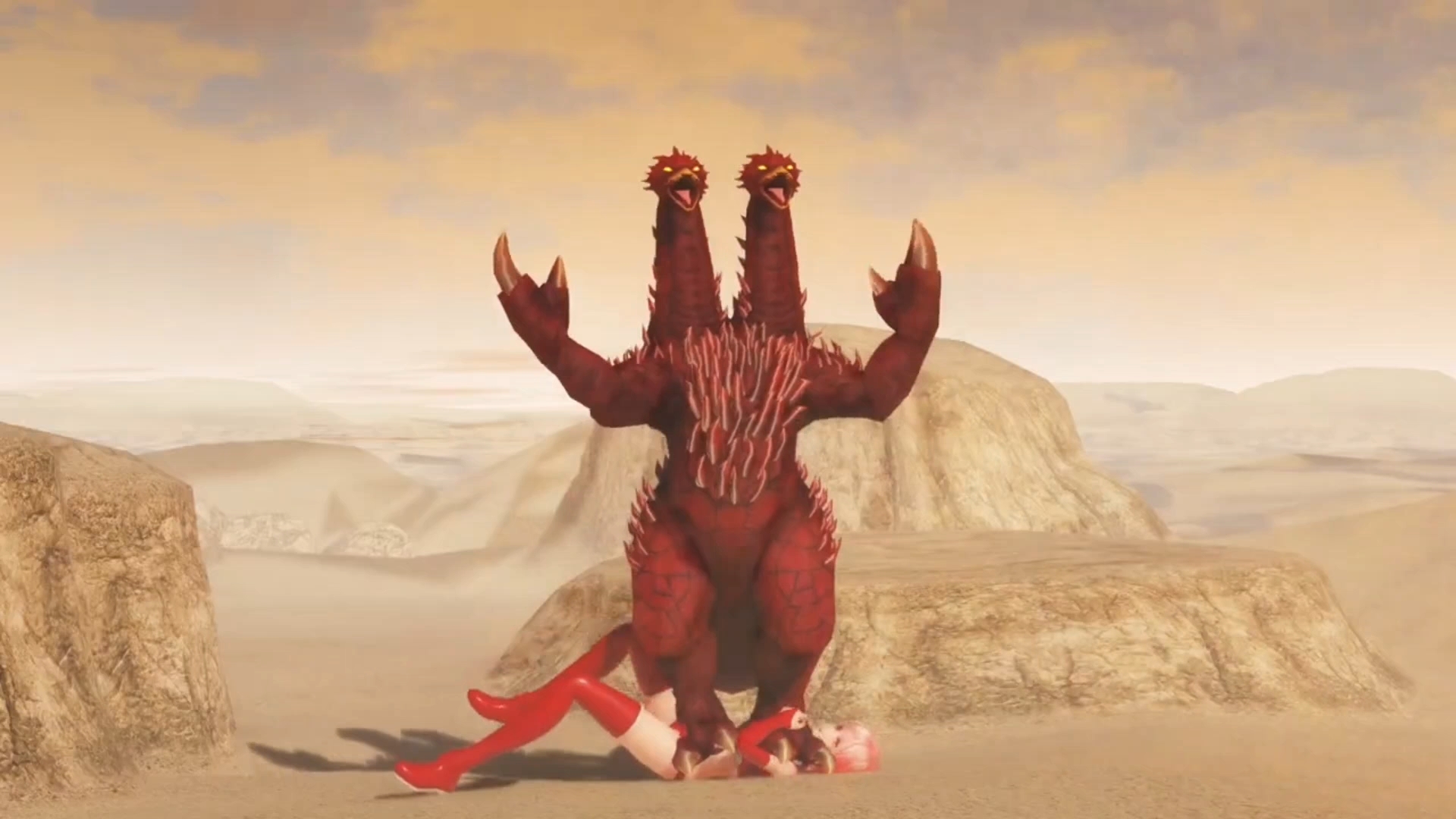 奥特娘现身迎战怪兽