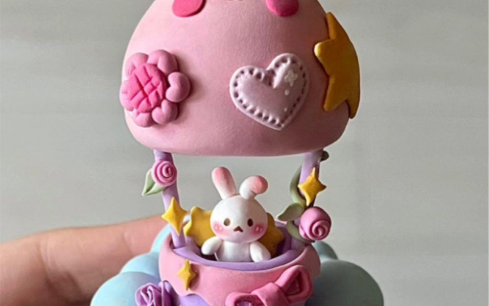 超轻粘土教程·兔兔的春日热气球之旅