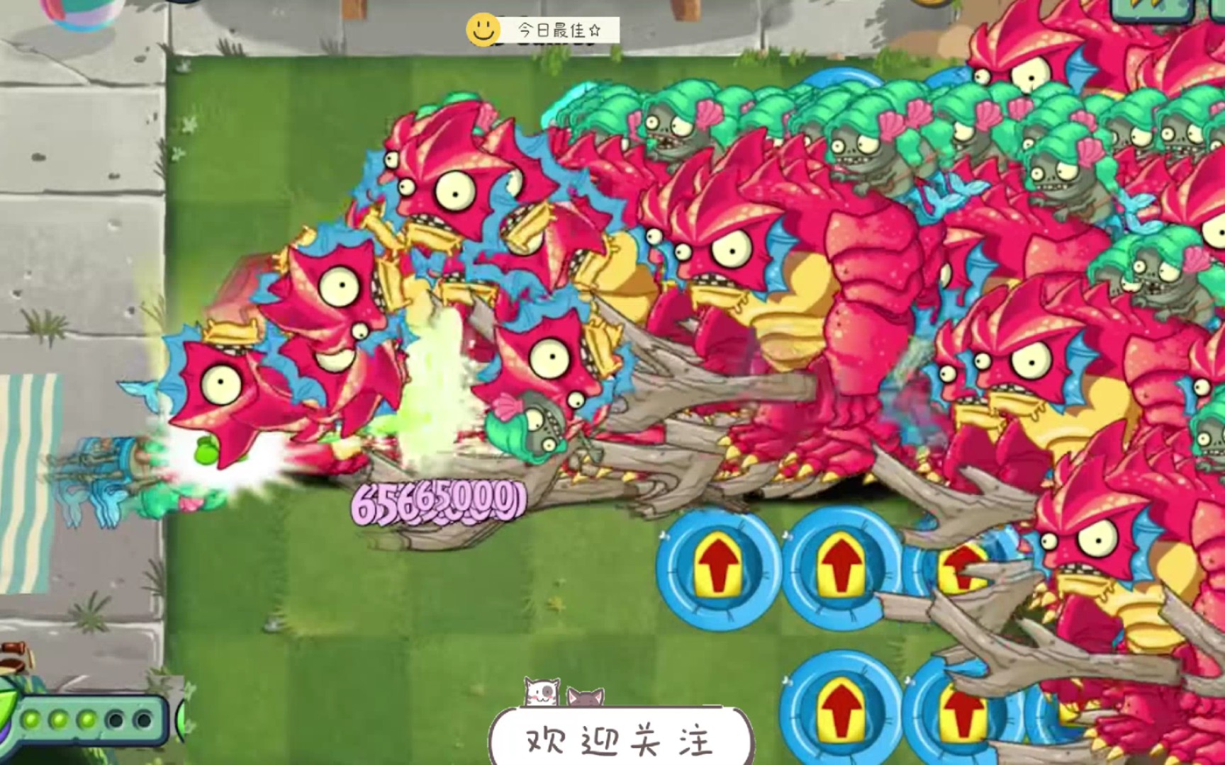 豌豆和超级植物等级100 vs 200深海巨人僵尸-pvz 2挑战