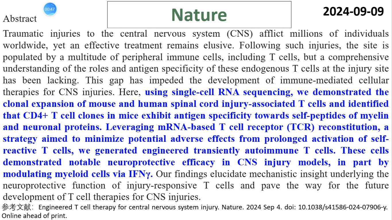 Nature—T细胞治疗研究重磅:生物工程技术编辑的T细胞可用于修复神经系统损伤哔哩哔哩bilibili