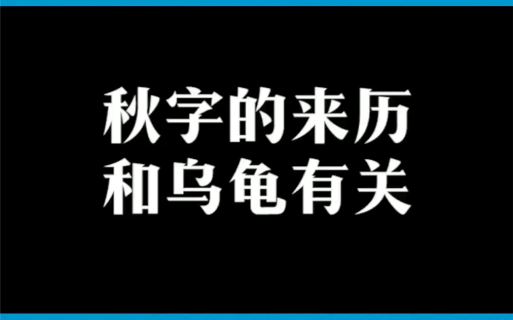 秋字的来历和乌龟有关哔哩哔哩bilibili