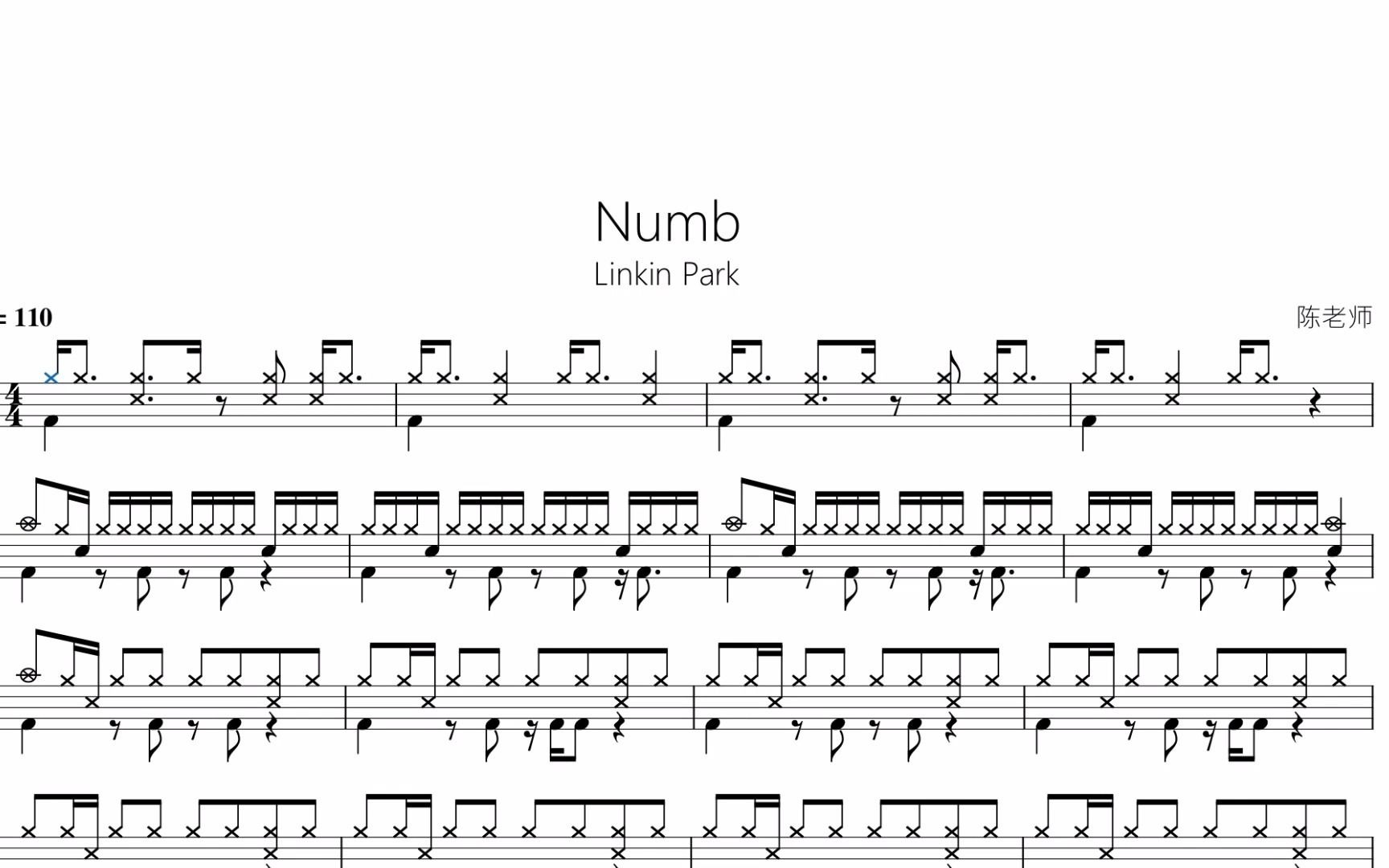 林肯公园numb鼓谱图片