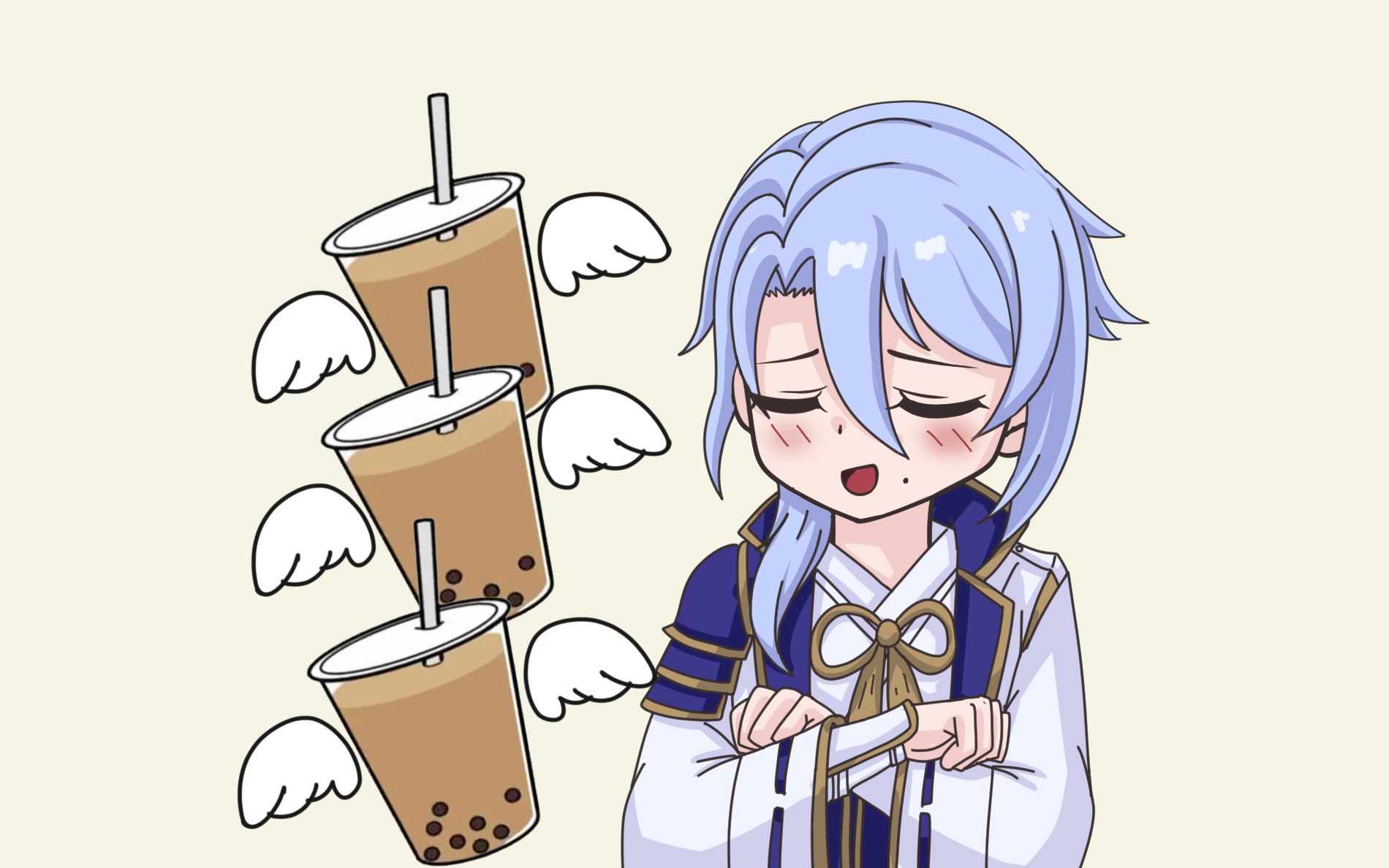 神里绫人喝奶茶表情包图片