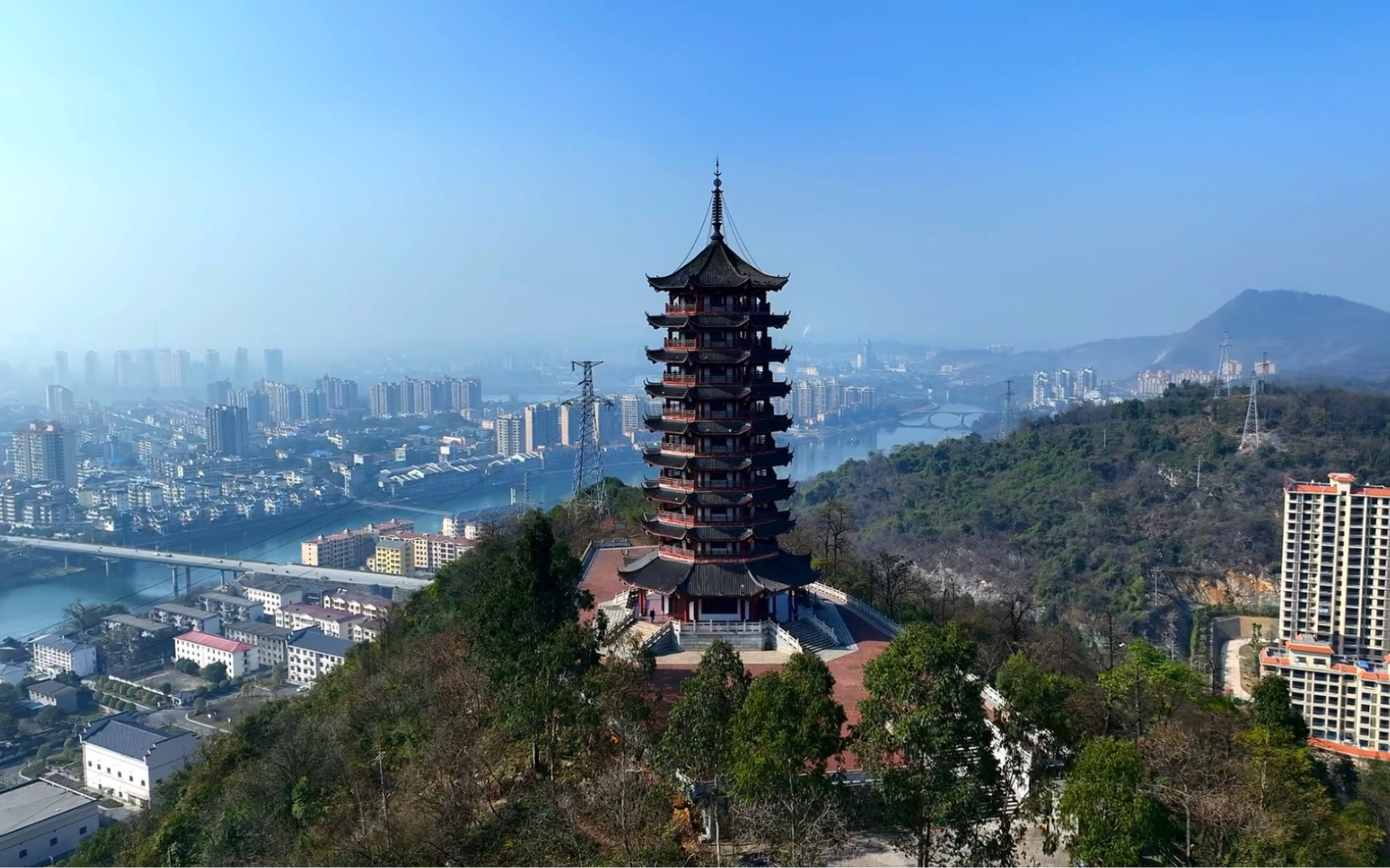 高清航拍:湖南省资兴市千福塔