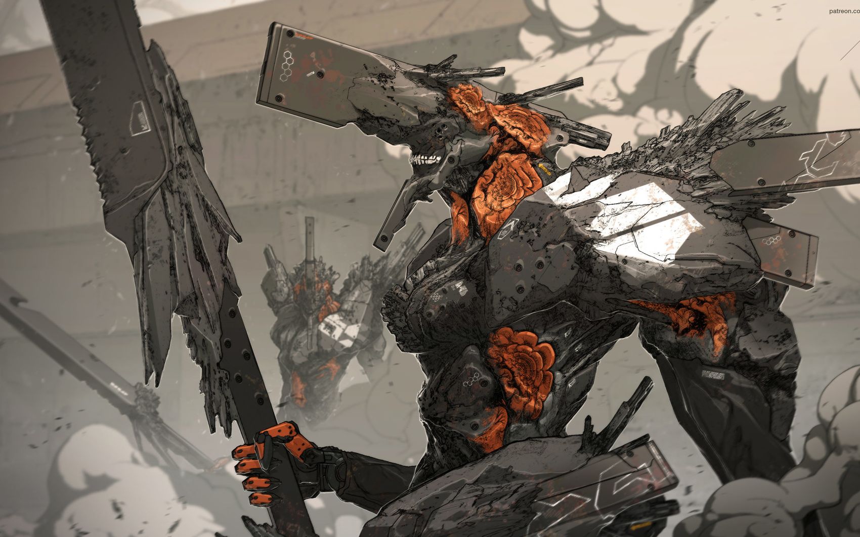 国外大佬nivanh chanthara 的机甲角色插画过程