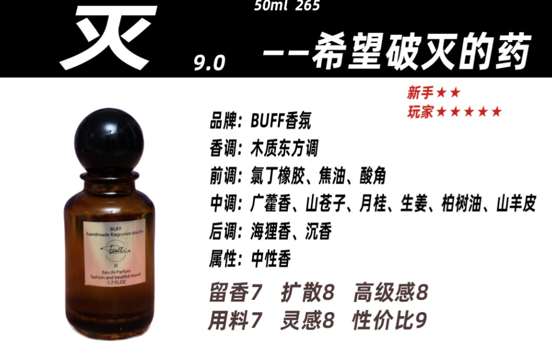 BUFF香氛 灭 !强烈推荐!性价比很高的药香!稍微重口的来!国产香水良心出品,认真调香拒绝营销哔哩哔哩bilibili