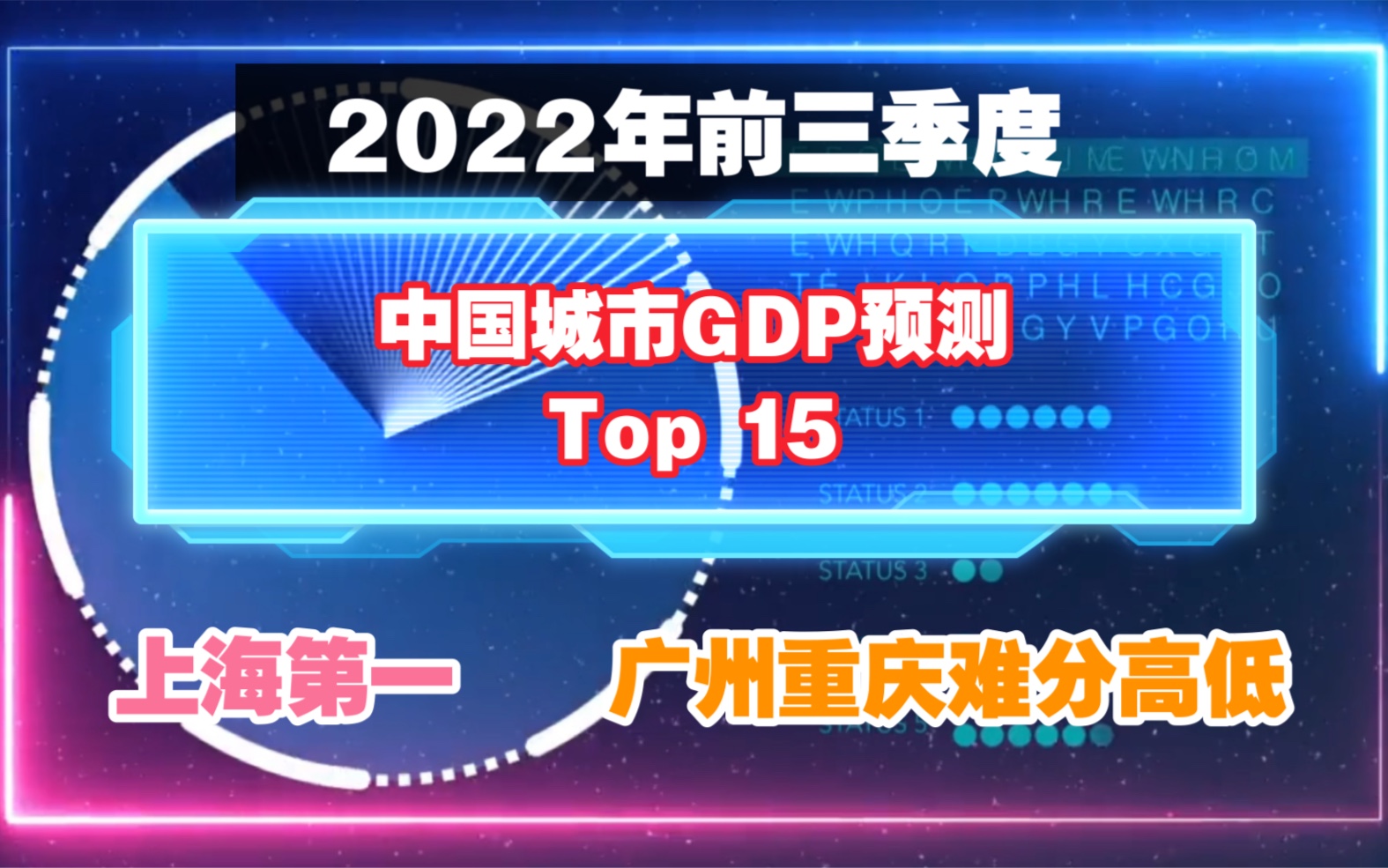 【GDP】2022年第三季度中国城市GDP预测Top 15:上海第一,广州重庆难分上下哔哩哔哩bilibili