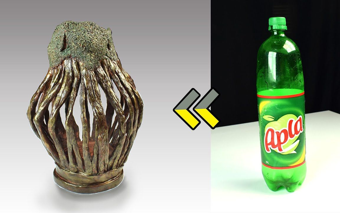 环保的塑料瓶变身树干花瓶的工艺?快来学学吧!