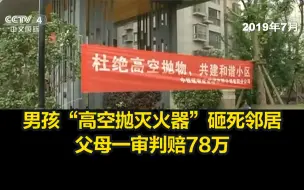 男孩“高空抛灭火器”砸死邻居，父母一审判赔78万