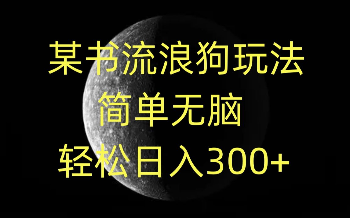 某书流浪狗流浪狗玩法,简单无脑,轻松日入300+(揭秘)哔哩哔哩bilibili