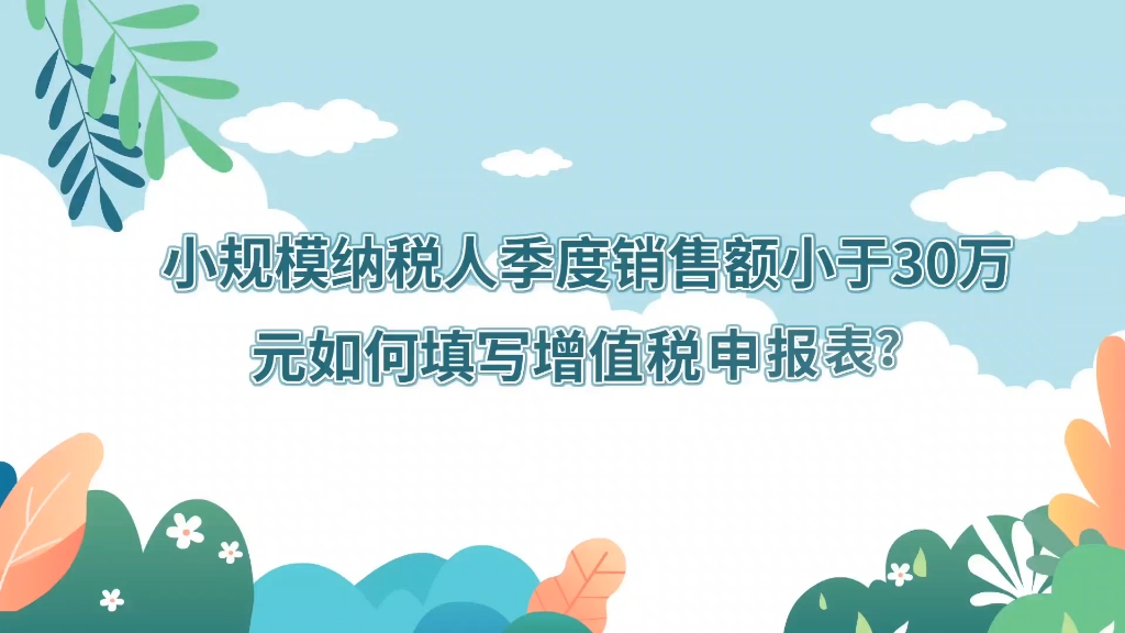 本期话题:《小规模纳税人季度销售额小于30万元如何填写增值税申报表?》哔哩哔哩bilibili