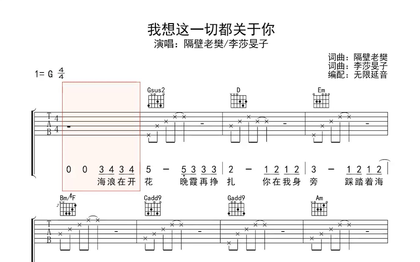 [图]我想这一切都关于你 ，吉他谱，动态吉他谱，吉他弹唱谱，无限延音吉他