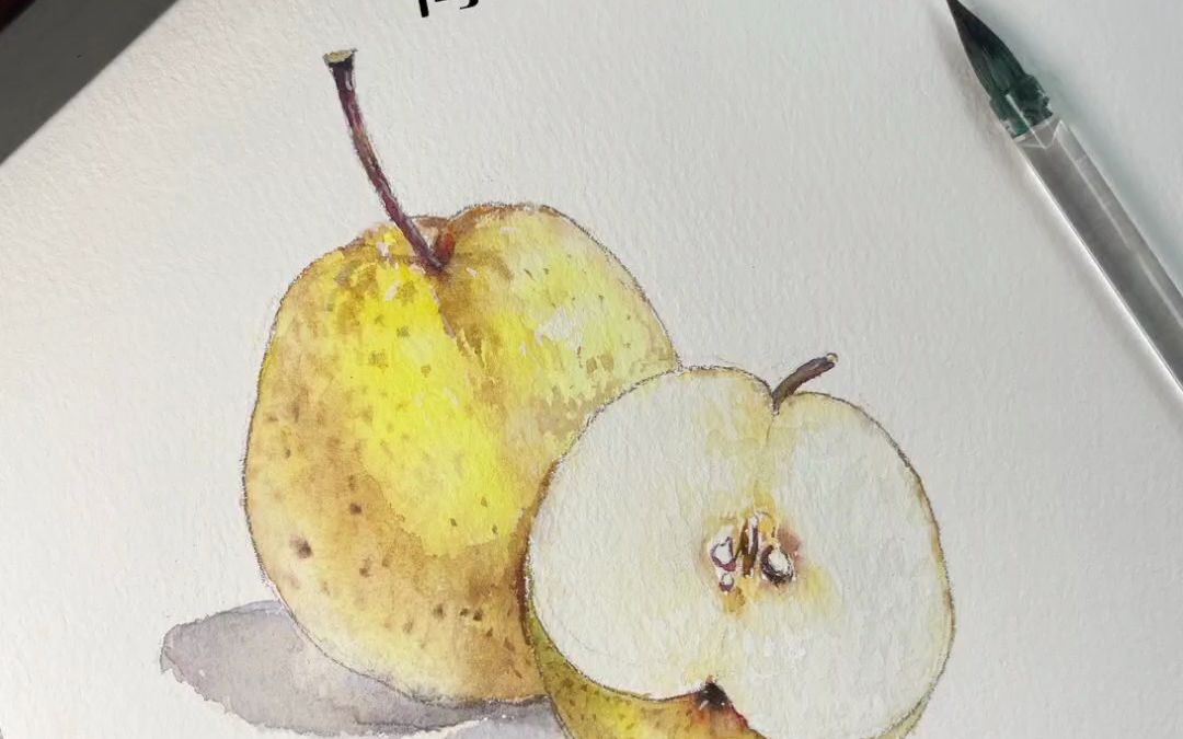 水彩教程|多汁雪梨