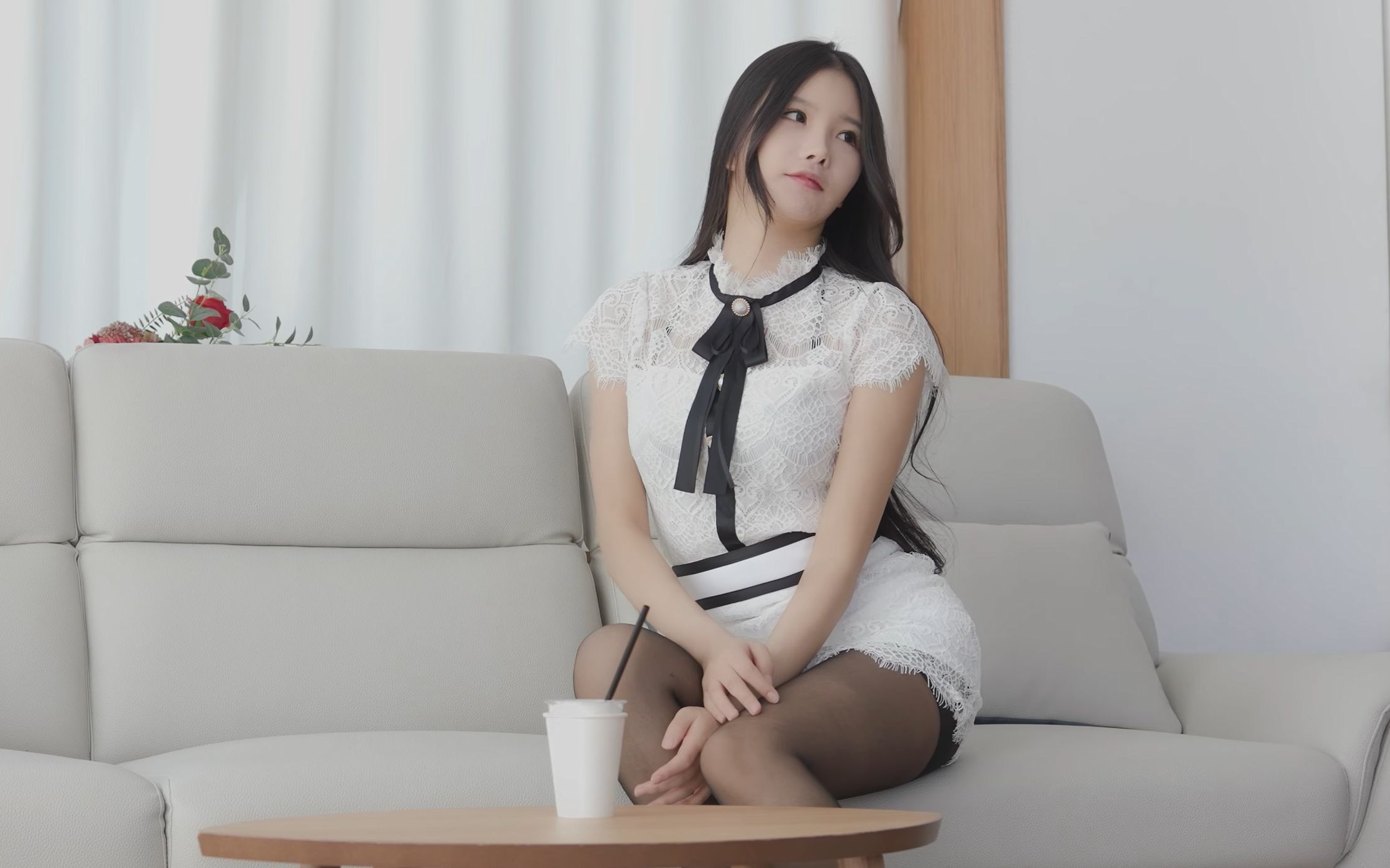 [4k] pocket girls(工作室) - yeonji(妍智)白色连衣裙 look book