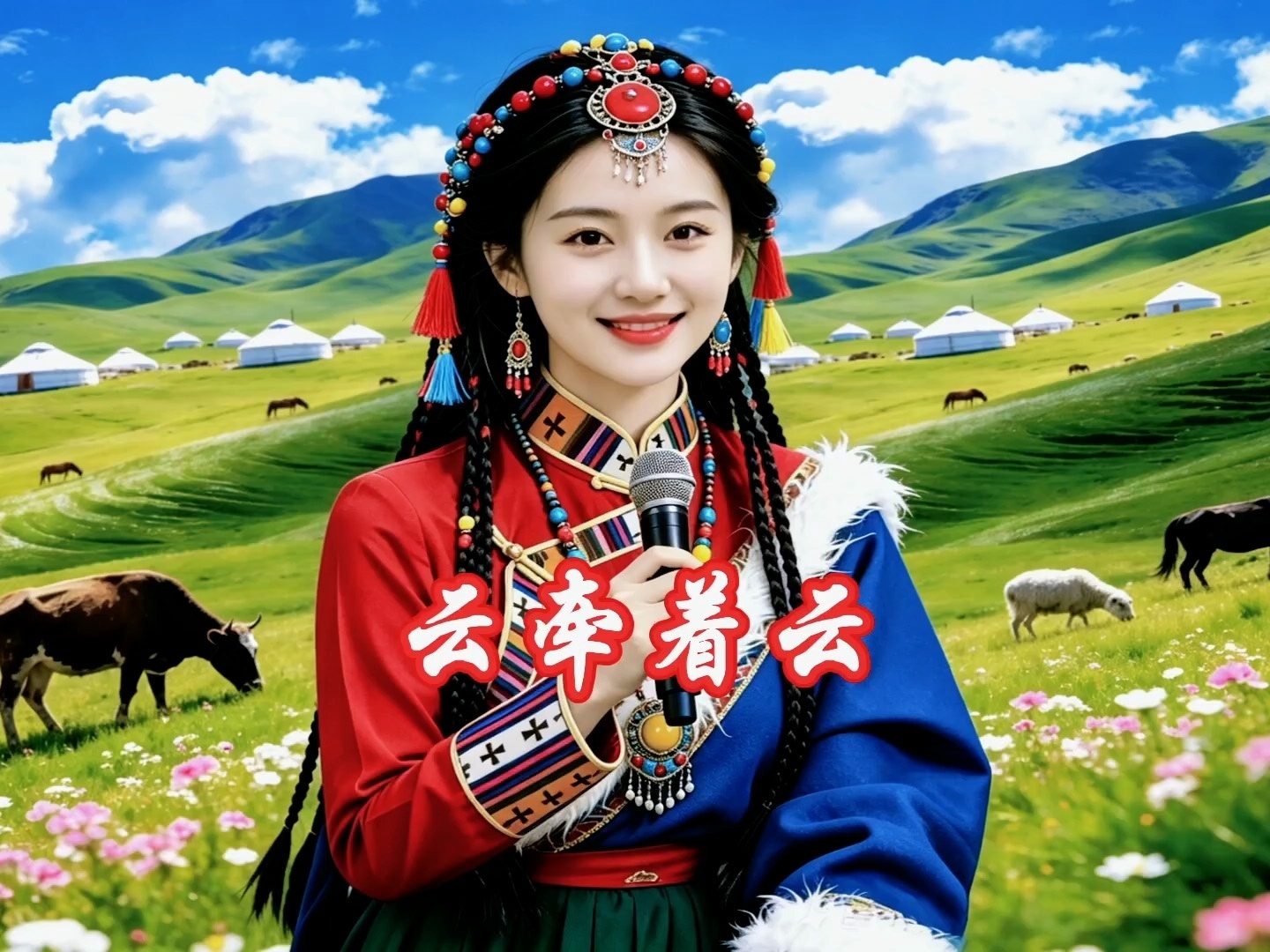 云牵着云飘荡在辽阔天际，把世间温柔都赠予相爱的我们
