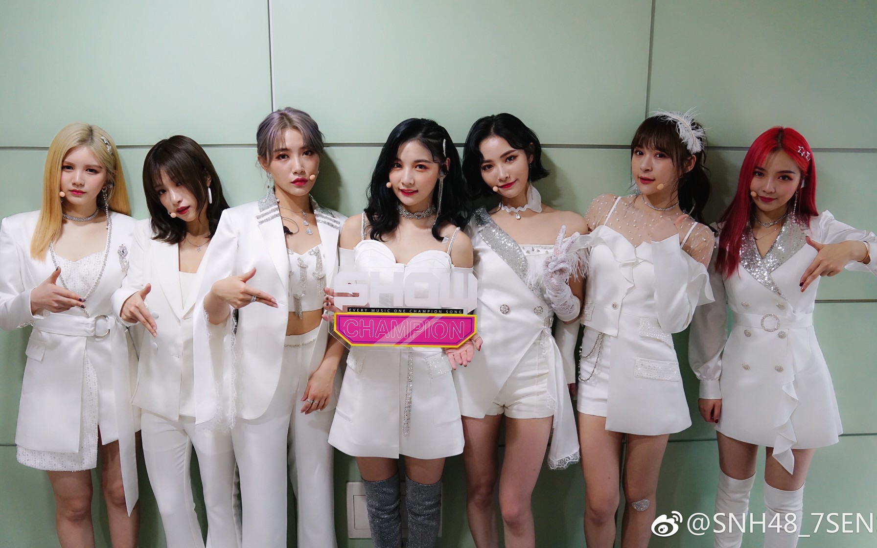 【snh48】7senses韩国出道 show champion 打榜《天鹅