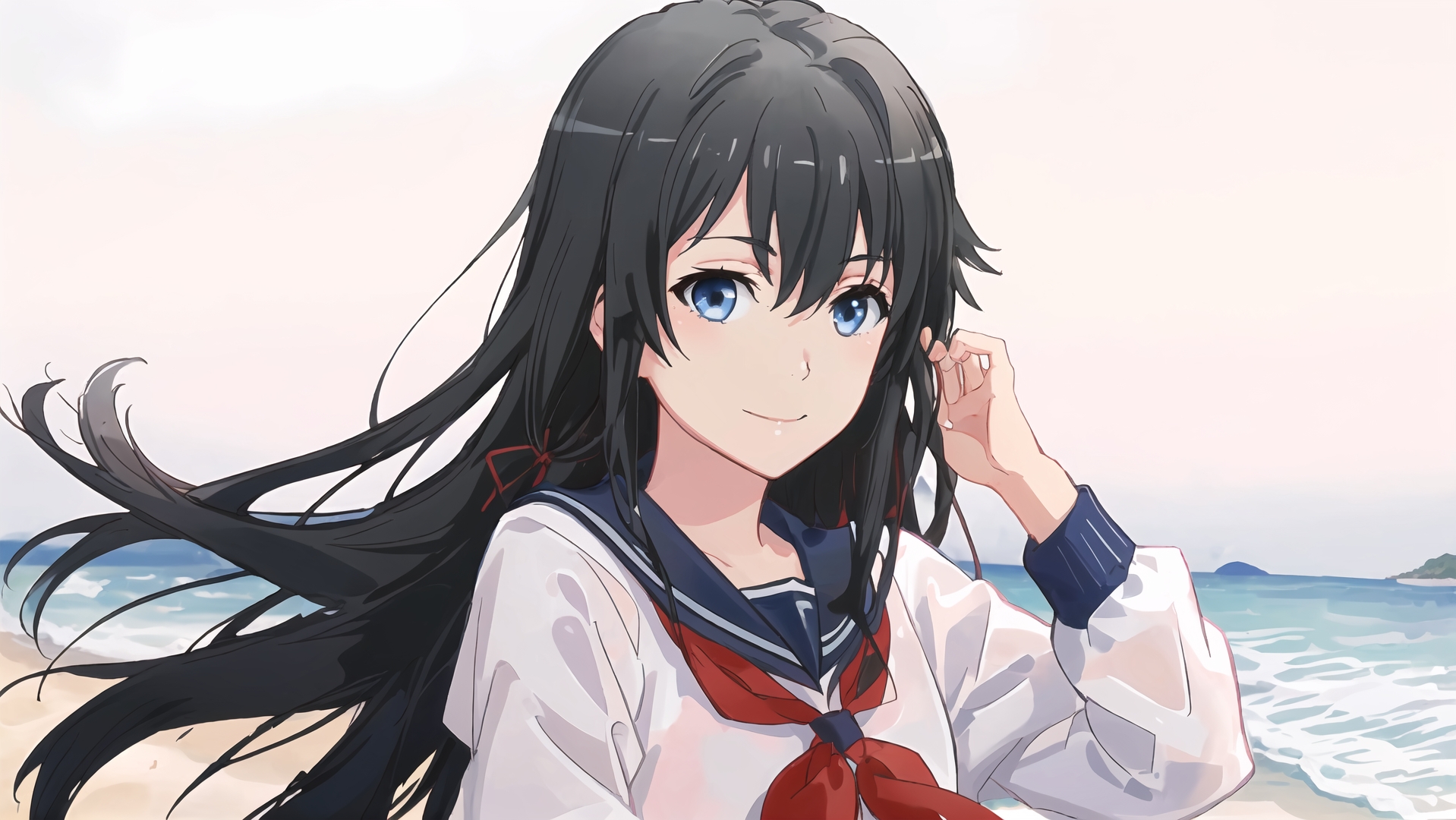 【春物/雪乃/ai绘画】海滩草帽