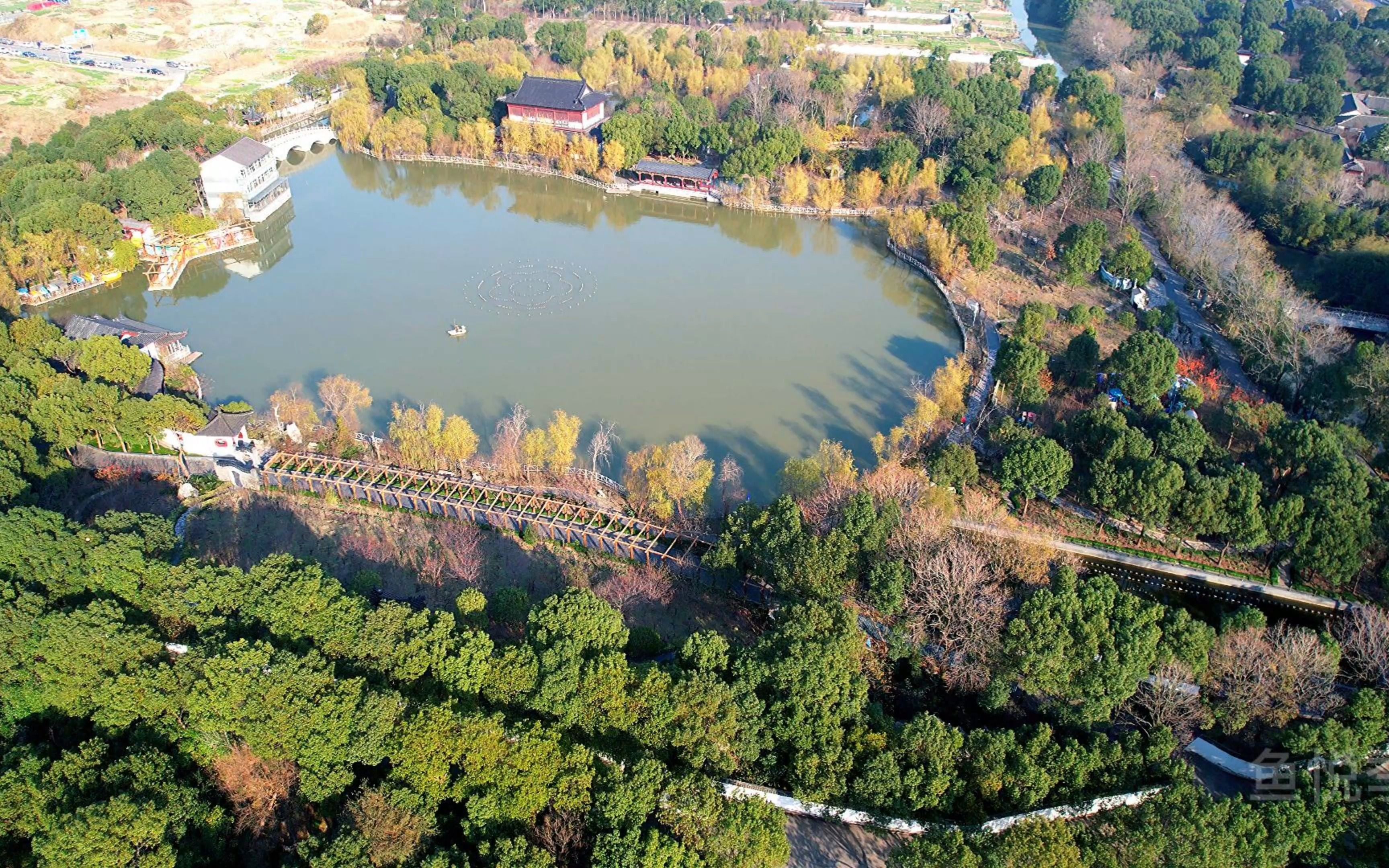航拍上海市惠南镇桃花村