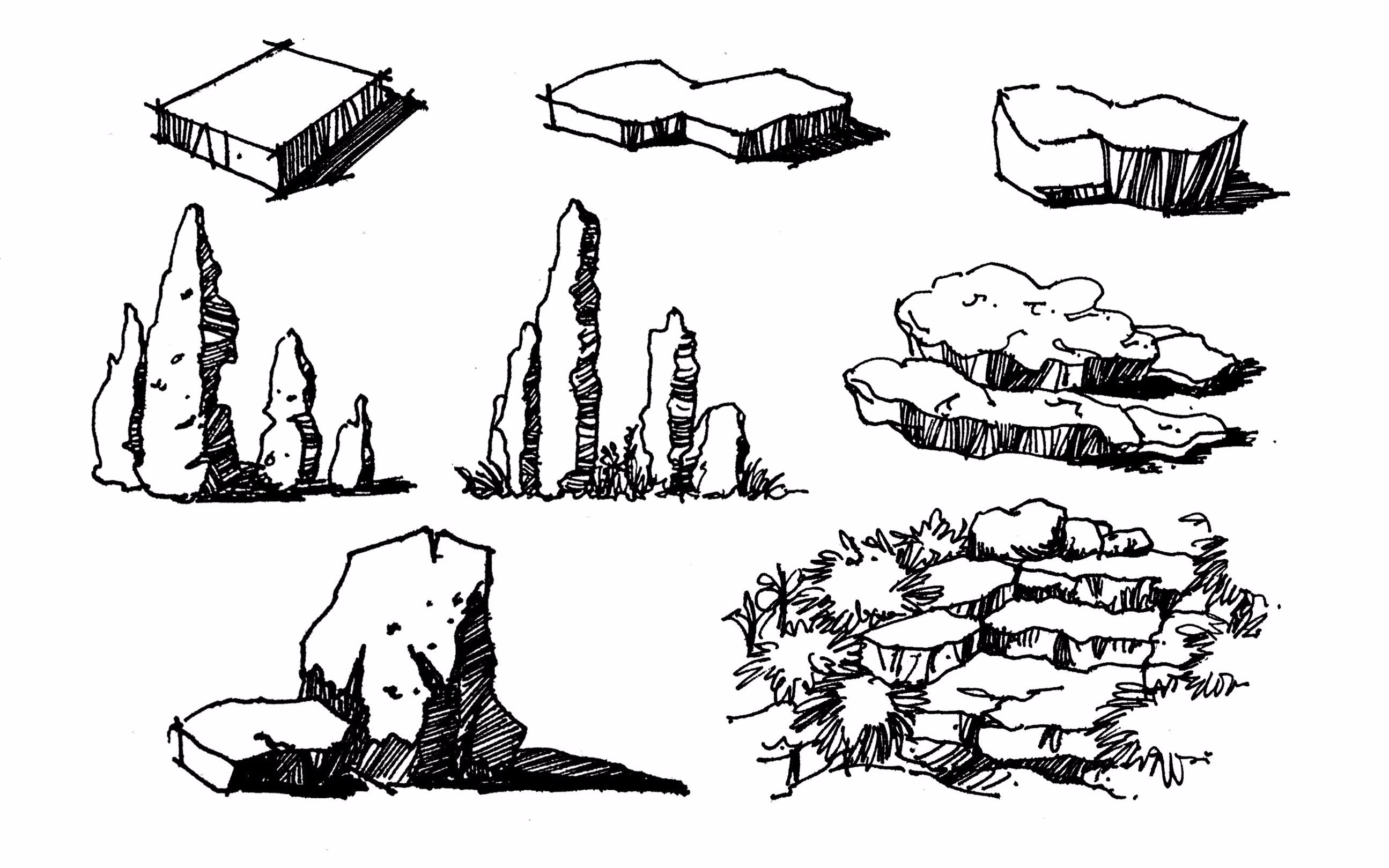 [图]【建筑速写21】8例石头形态景观教程/原速