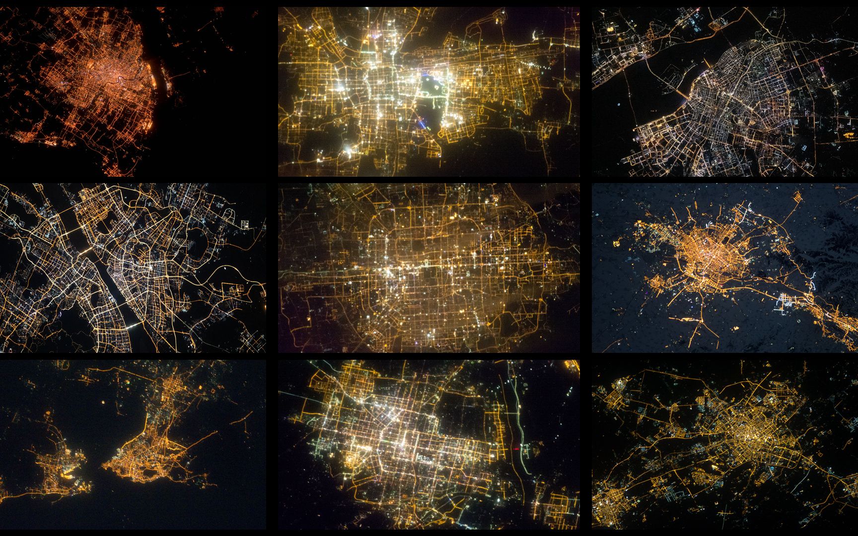 [图]从空间站看中国主要城市夜晚灯光，有你所在的城市吗？