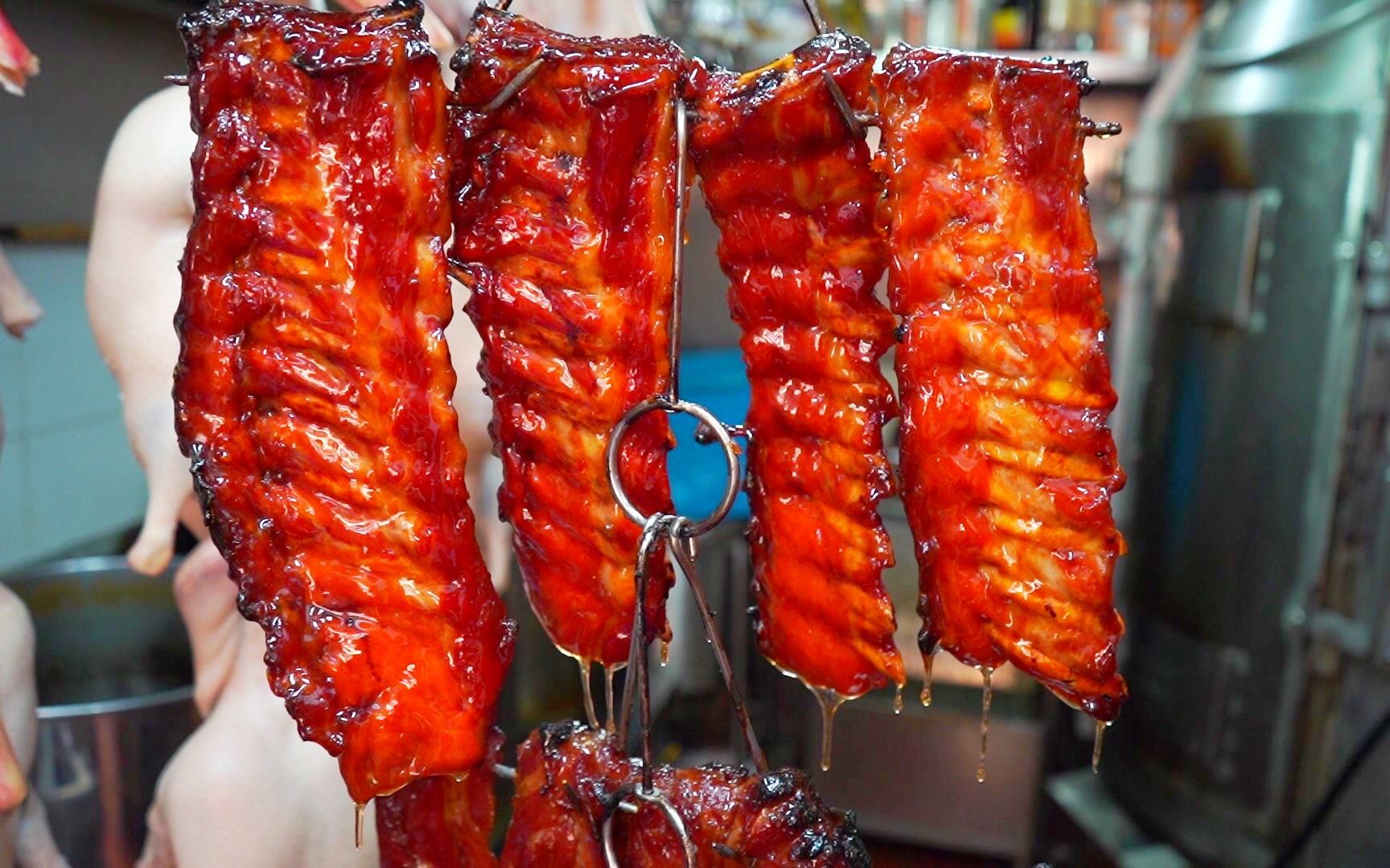 香港正版 新鲜热辣出炉 蜜汁烧排骨叉烧 焦香肉嫩 味道一流 全高清