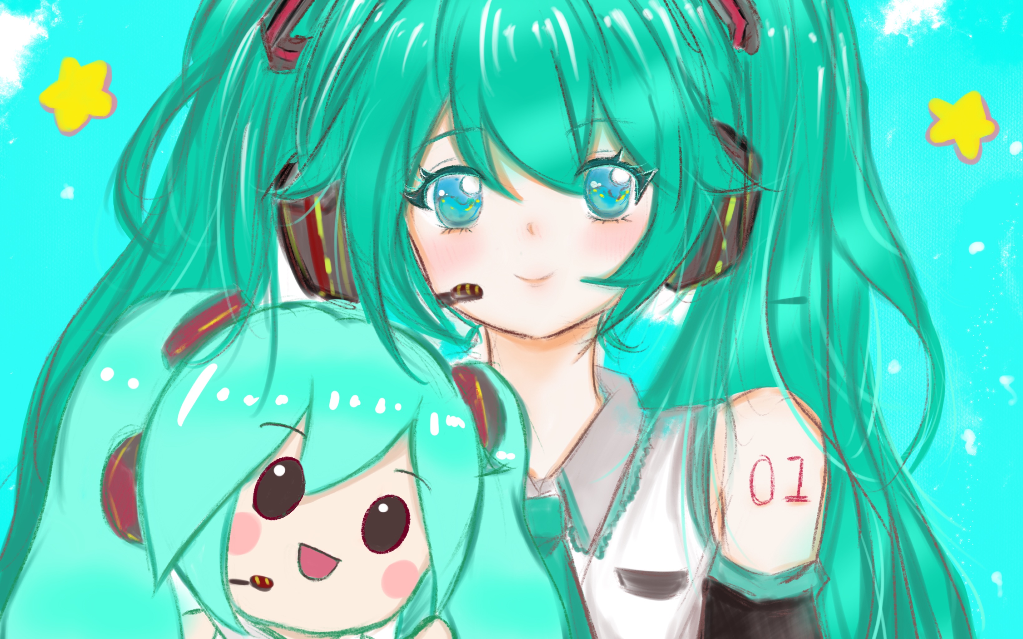 涂一个初音miku的生日贺图!_哔哩哔哩_bilibili