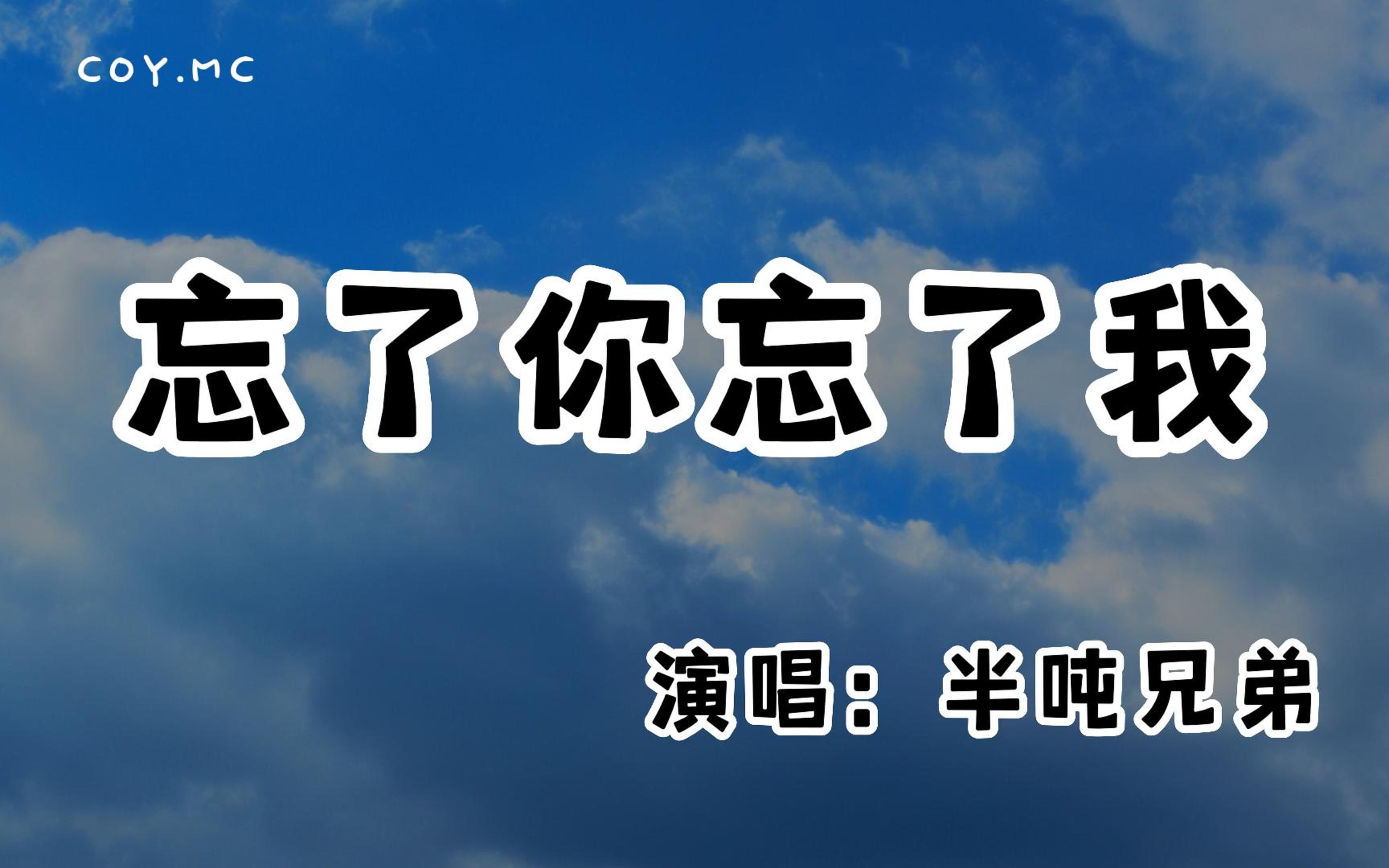 [图]半吨兄弟 - 忘了你忘了我『当你说要走 我不想挥手的时候』（动态歌词/Lyrics Video/无损音质/4k）