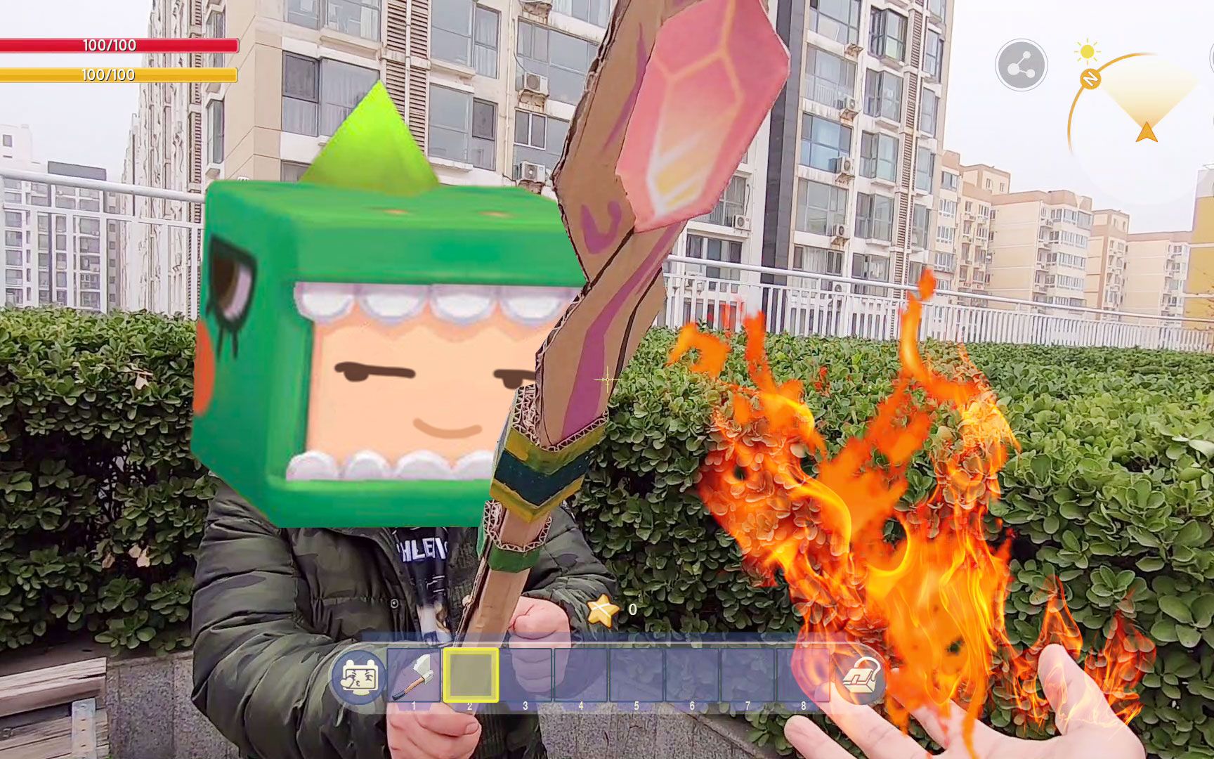 【七宝】迷你世界真人版:喝了这种果汁真的就不怕火了吗?