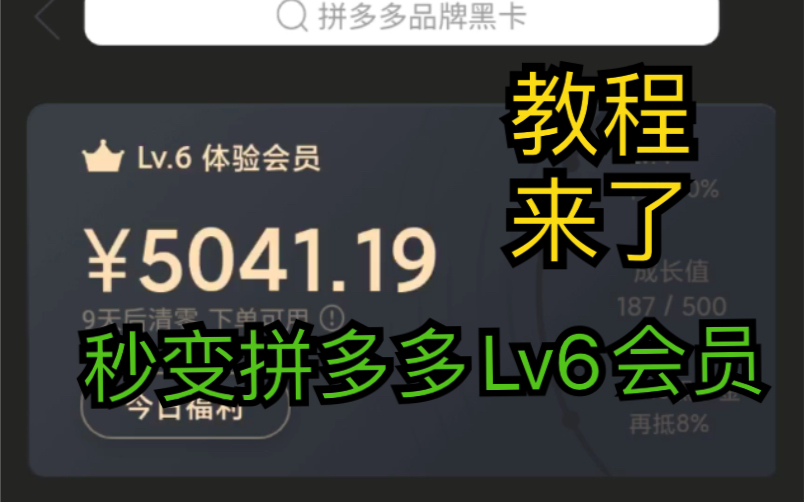 瞬间让你升级到黑卡6级,拼多多黑卡使用教程,大家可以冲了铠侠的rc10只玩339了哔哩哔哩bilibili