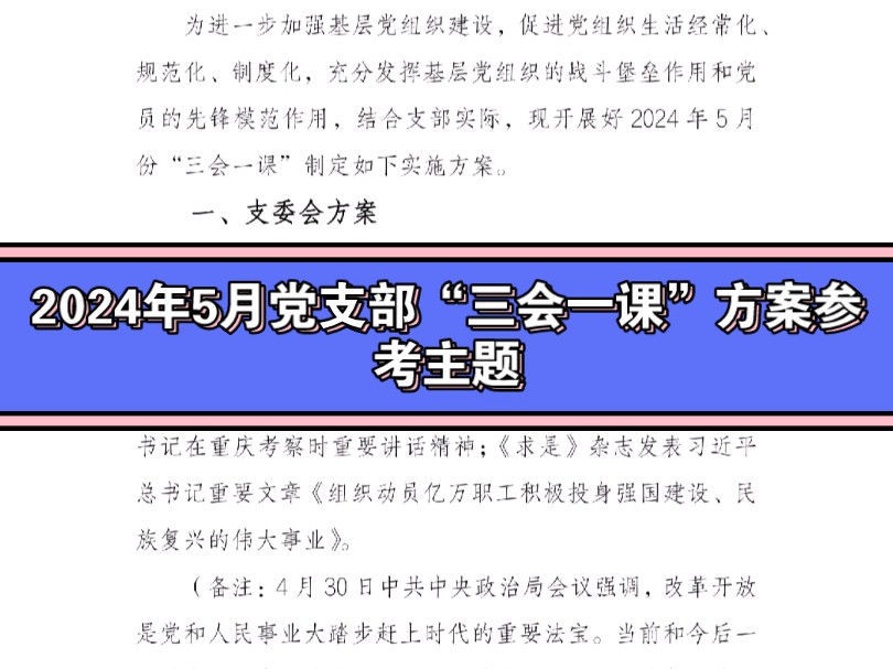 【2024年5月党支部“三会一课”方案参考主题】哔哩哔哩bilibili