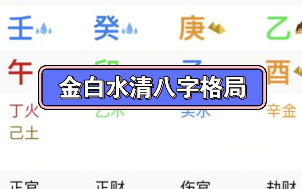 金白水清八字格局!哔哩哔哩bilibili