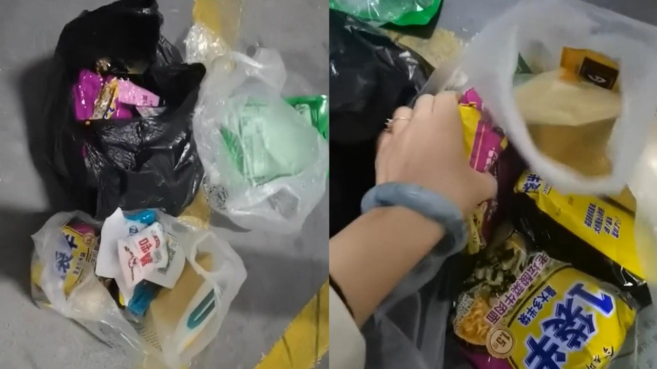 [图]保姆鬼鬼祟祟地往垃圾袋里塞大量物品，女主人打开一看瞬间被吓坏