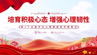 第2个全国学生心理健康宣传教育月PPT培育积极心态增强心理韧性课件