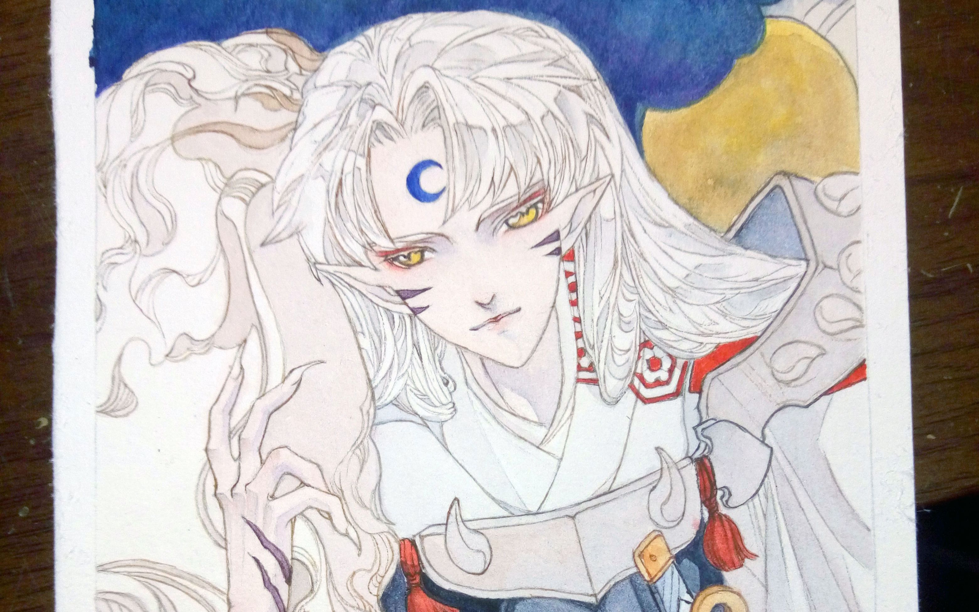 爱剪辑-杀生丸水彩上色_哔哩哔哩 (゜-゜)つロ 干杯~-bilibili