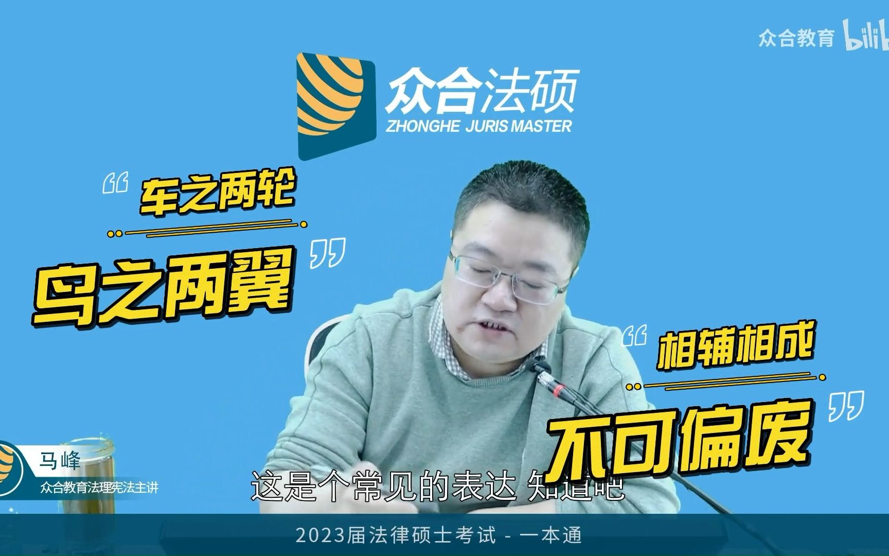 【马峰】车之两轮，鸟之两翼，那三个重要的东西怎么说？【众合法硕】
