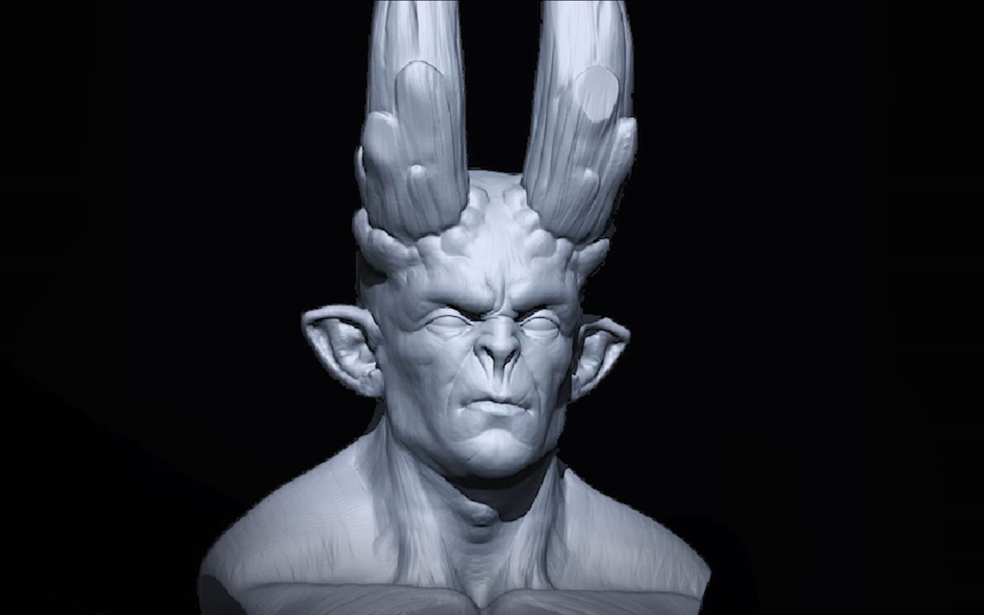 【3d建模】恶魔半身肖像3d模型制作,zbrush加速雕刻