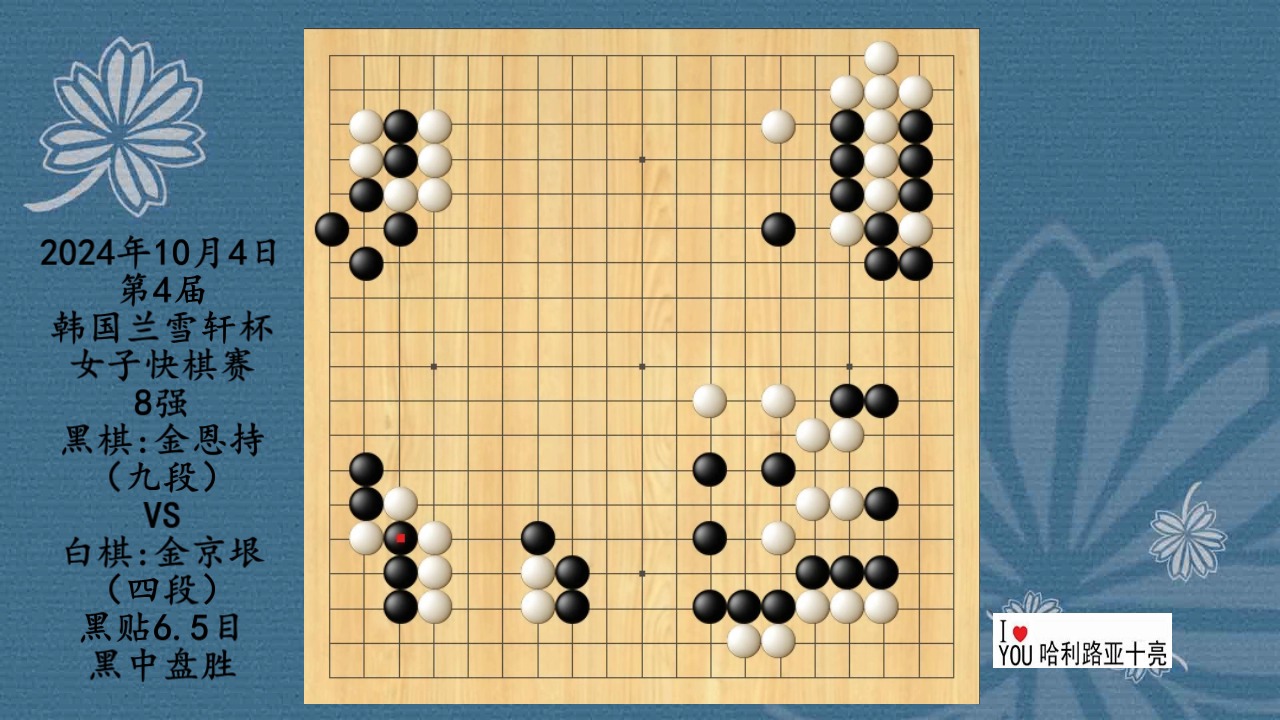 2024年10月4日第4届韩国兰雪轩杯女子快棋赛8强,金恩持VS金京垠,黑中盘胜