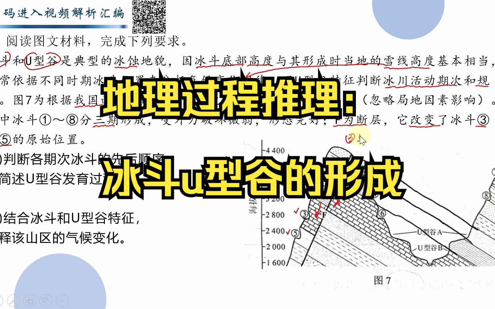 地理过程推理:冰斗u型谷的形成哔哩哔哩bilibili