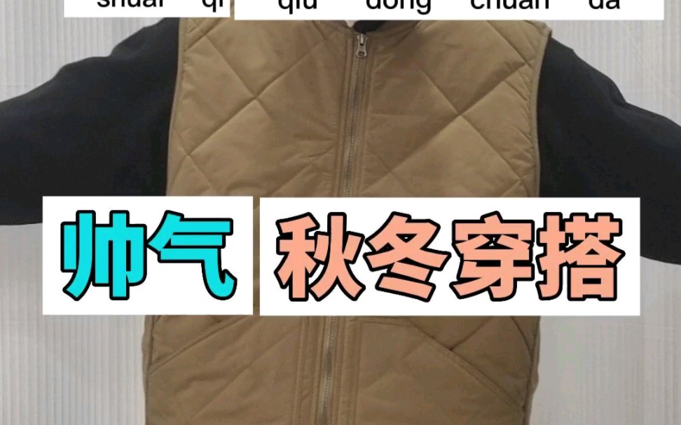 今年的秋冬风来了,一件棕色马甲搭配黑色长袖内搭真的绝绝子!哔哩哔哩bilibili