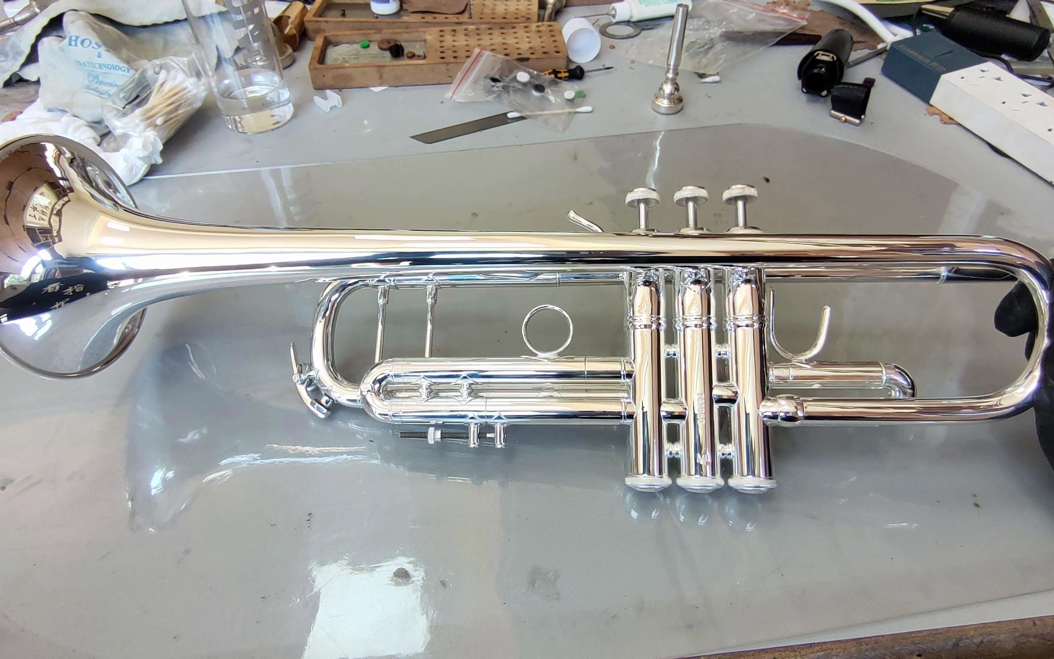 bach巴哈18037小号全管体重新镀银&二次保养维修【乐器维修】【4k】