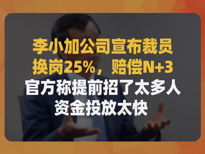 李小加公司宣布裁员换岗25%,赔偿N+3,官方称提前招了太多人、资金投放太快哔哩哔哩bilibili